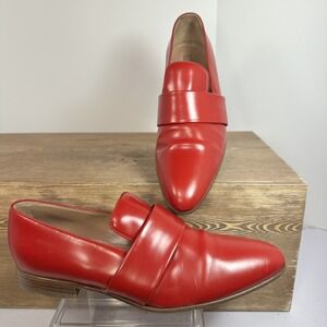 Hugo Boss Red Patent Leather Loafers Women 39 Italy Statement Y2K Designer RARE